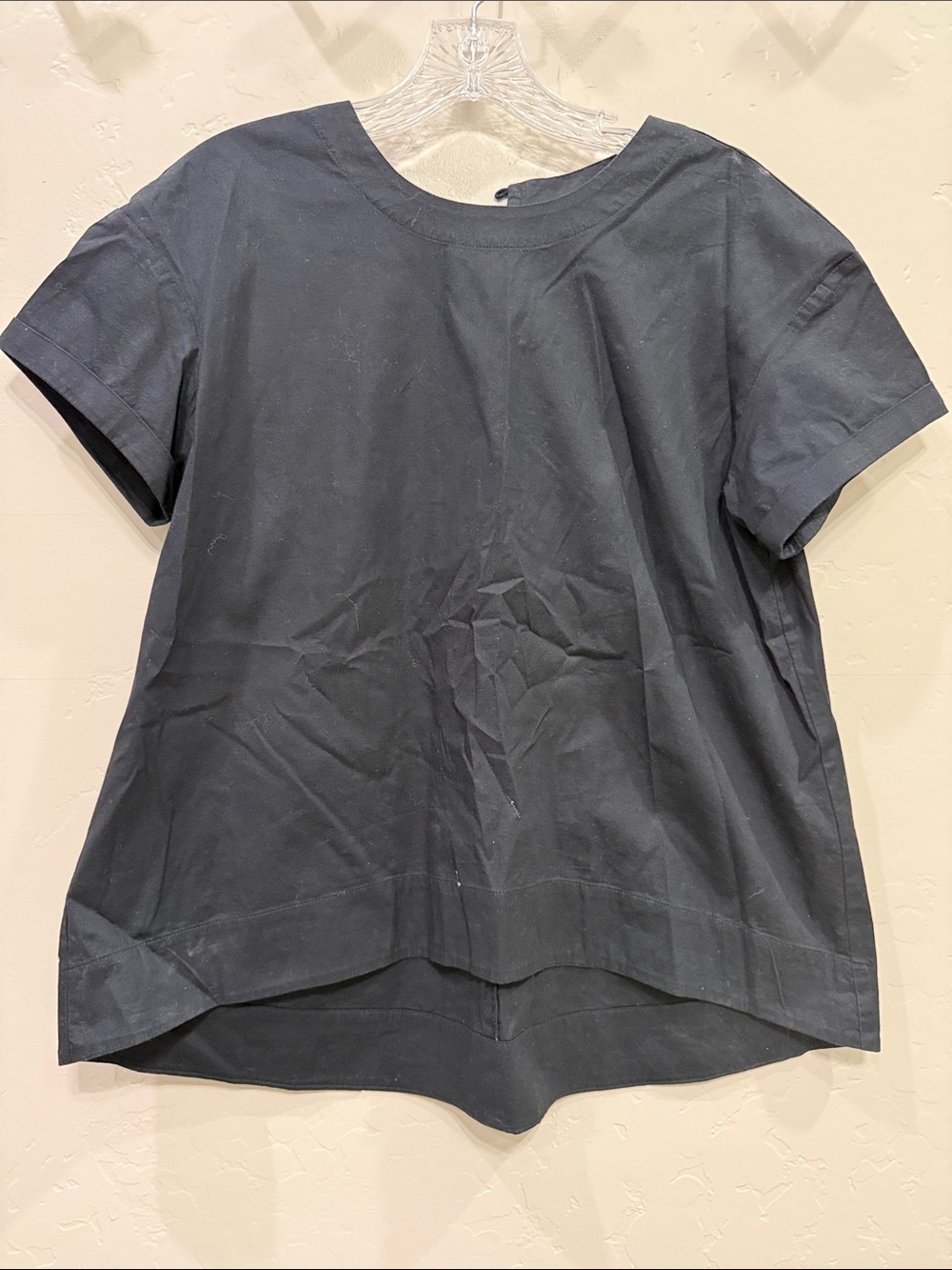 Eileen Fisher Classic Black Women's Short-Sleeve Top with Asymmetrical Hem